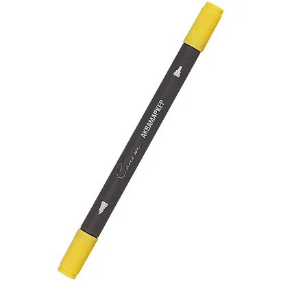 Маркер акварельный "Сонет", двухсторон., кисть и тонкий наконечник, желтый темный, сонет - фото 1