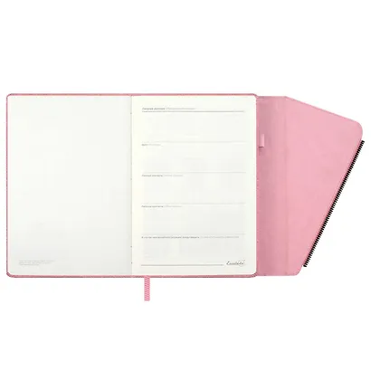 Ежедневник недат. А5 160л "Шеврет делавэ" розовый, кожзам, тв.переплет, блинтовое тиснение, декор.кнопка, декор.молния, магнит.клапан, петля для ручки, офсет, ляссе - фото 5