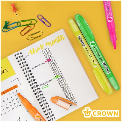 Текстовыделители Crown, 4 цвета 4 мм - фото 6