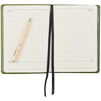 Ежедневник недат. А5 160л "Olive" зеленый, иск.кожа, интегр.переплет, тонир.блок, ляссе - фото 3