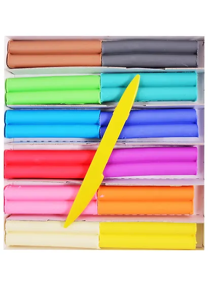 Пластилин 12цв 180гр "Школа творчества" восковой, пастельные цвета, к/к., стек, Луч - фото 3