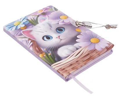 Книга для записей 112л лин. "Милые котики" 19*12,5см, на замочке, ассорти - фото 3