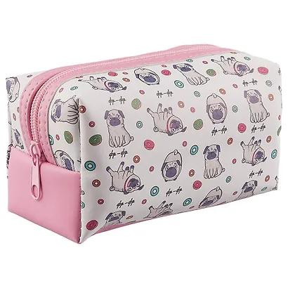 Косметичка на молнии Мопсы фр-фр (16х8) (ПВХ бокс) (12-11835-mops) - фото 1