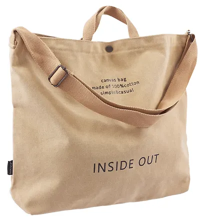 Сумка-шоппер с кнопкой Inside out (бежевая) (текстиль) (40х38) - фото 4