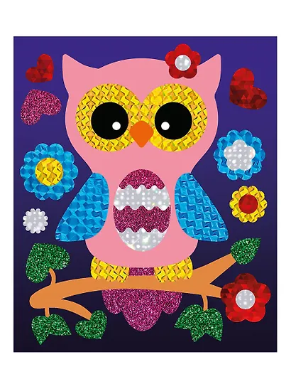 Набор для творчества. Аппликация фольгой "Совёнок" размер 138х165 мм. 6 цветов - фото 2