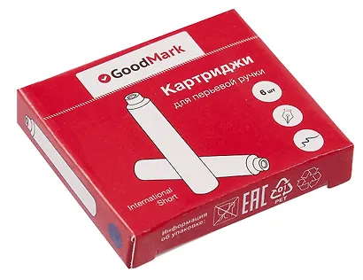 Картриджи для перьевой ручки 6 штук, синие, Goodmark - фото 2