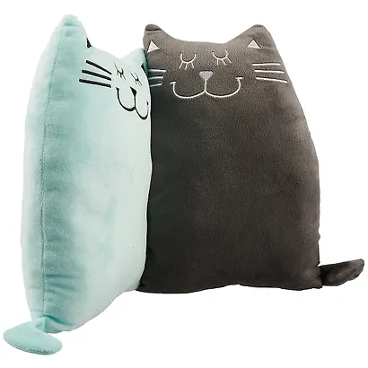 Подушка Котики парочка , серый с мятным,31 см - фото 2