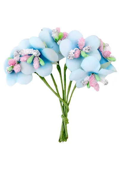 Цветы для декорирования "Ирис" (голубой) (6 шт) (9 см) - фото 1