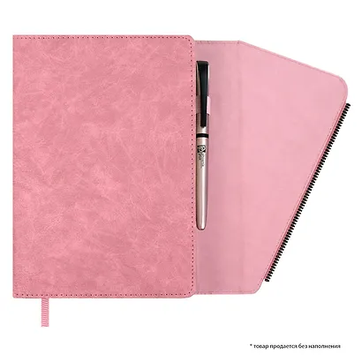 Ежедневник недат. А5 160л "Шеврет делавэ" розовый, кожзам, тв.переплет, блинтовое тиснение, декор.кнопка, декор.молния, магнит.клапан, петля для ручки, офсет, ляссе - фото 11