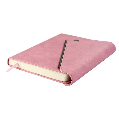 Ежедневник недат. А5 160л "Шеврет делавэ" розовый, кожзам, тв.переплет, блинтовое тиснение, декор.кнопка, декор.молния, магнит.клапан, петля для ручки, офсет, ляссе - фото 2