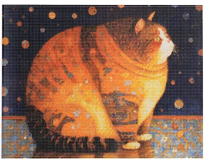 Алмазная мозаика (классическая) с подрамником, с полным заполнением "Круглый котик", 30 х 40 см - фото 1