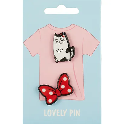 Набор значков Котик с бантиком (акрил) - фото 1