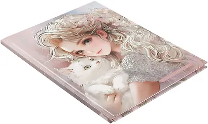 Дневник шк. "Блондинка с котенком" тв.переплет, полноцв.печать, тиснение голограф.фольгой, глянц.ламинация, универс.шпаргалка - фото 2