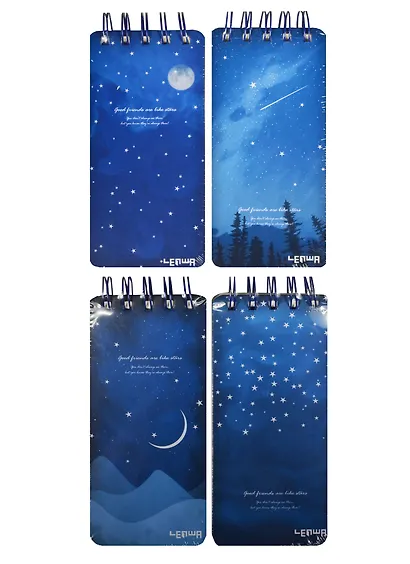 Блокнот А6- 116л 75*150 "Starry night" карт.обл., гребень, ассорти, Lenwa - фото 1