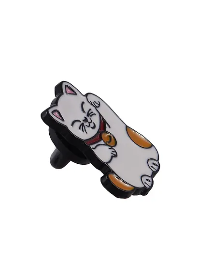 Набор металлических значков (3шт.) (Значок Голубь с хлебом Значок Гусь Значок Котик Манэки-нэко) (металл) - фото 12