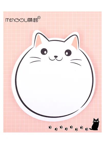 Блок бумаги самоклеящийся 30 листов, "Fat cat", в ассортименте - фото 1