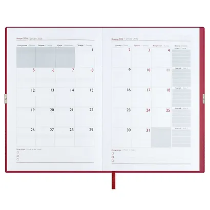 Ежедневник дат. 2026г. А5 176л "Тиволи глосс" красный, кожзам, мягк. переплет, застёжка-резинка, блинт.тиснение, офсет, справ.мат-лы, ляссе, инд.уп - фото 10