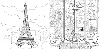 Гармония города. Атмосфера уютных улиц. Раскраска - фото 4