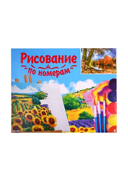 Набор для раскрашивания по номерам ТМ Рыжий Кот Холст с красками 40х50см по номерам Тихое озеро в лесу ХК-7750 - фото 2