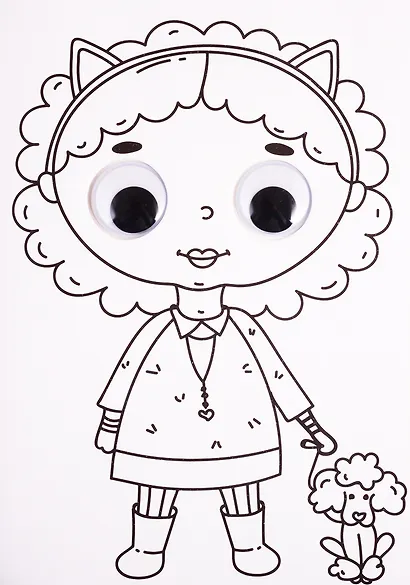 Раскраска с глазками. Девочка - фото 4