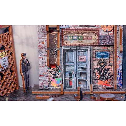 BN02 Конструктор интерьерный – сборный домик CuteBee - Долгое Прощание, 238 деталей (материалы: дерево, картон, пластик, металл), со световыми эффектами (подсветка интерьера), с питанием от 2хААА батареек (не включены), серия DIY, возраст 14+ - фото 10