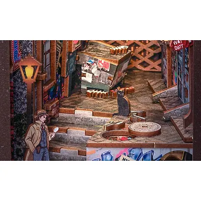 BN02 Конструктор интерьерный – сборный домик CuteBee - Долгое Прощание, 238 деталей (материалы: дерево, картон, пластик, металл), со световыми эффектами (подсветка интерьера), с питанием от 2хААА батареек (не включены), серия DIY, возраст 14+ - фото 11