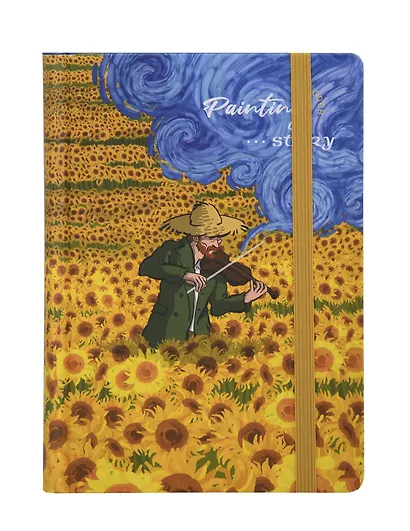 Книга для записей "Painting story" А5, 112 листов, твердая обложка, резинка, в ассортименте - фото 4