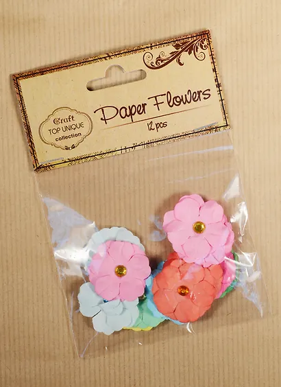 Набор бумажных цветочков, 12шт, микс (S26046406C) - фото 2