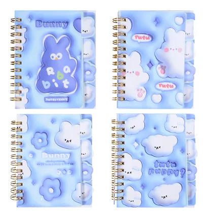 Записная книжка А7 70л "Зайчики" карт.обл., спираль, карт.разделители, ассорти - фото 1
