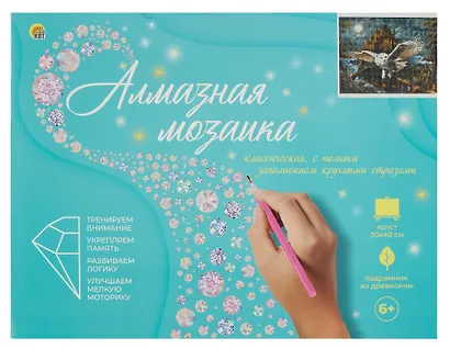 Алмазная мозаика с подрамником, с полным заполнением "Магическая сова и замок", 30 х 40 см - фото 3