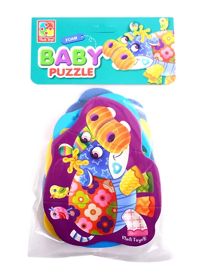 Мягкие пазлы Baby Puzzle Чудо зоопарк 4 картинки, 12 элементов Vladi Toys - фото 1
