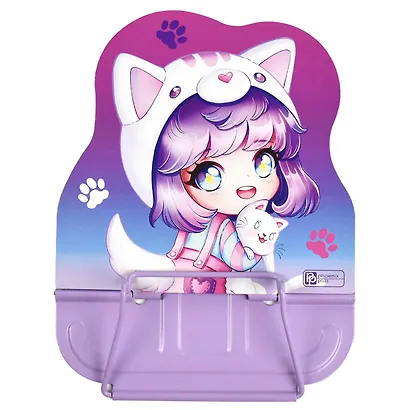 Подставка для книг/учебников "ЧИБИ" сиреневая, металл., фигурная вырубка - фото 1