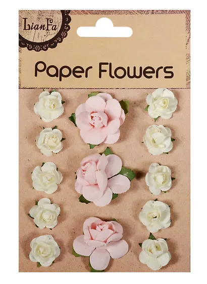 Набор для творчества. Цветы "Paper Flower", 3 больших + 10 маленьких, розовые и молочные - фото 3