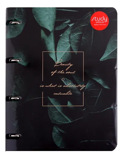 Тетрадь на кольцах в клетку InFolio, "Beauty. Листья", А4, 120 листов - фото 1