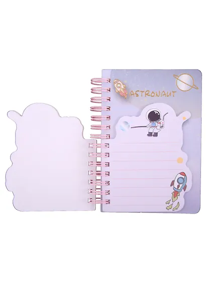 Записная книжка 90*130 90л "Astronaut" карт.обл., фигурн.вырубка, спираль, инд.уп., ассорти - фото 2