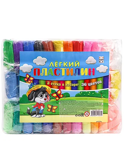 Масса для лепки. Легкий пластилин, 36 цветов, 3 стека - фото 8