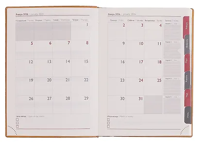 Ежедневник дат. 2026г. А6+ 176л "Тиволи глосс" горчичиный, кожзам, тв.переплет, блинт.тиснение, офсет, справ.мат-лы, вырубка, закругл.углы, 2 ляссе, инд.уп - фото 7