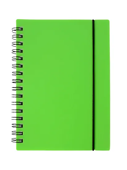 Записная книжка А6 80л кл. "Favorite Color. Neon Green" спираль, пласт.обл., резинка - фото 1