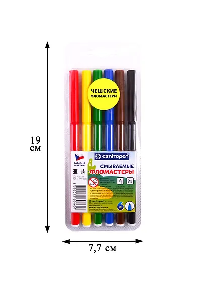 Фломастеры Centropen, 6 цветов - фото 4