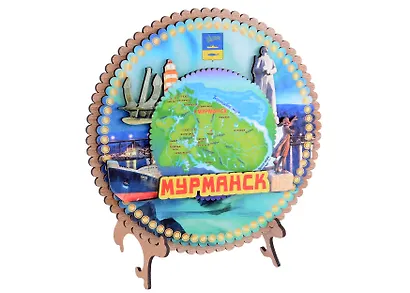 Панно 4-х слойное Мурманск Достопримечательности города вид 2 (7,5,8х 7,5 см.) (хдф) - фото 1