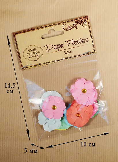 Набор бумажных цветочков, 12шт, микс (S26046406C) - фото 1