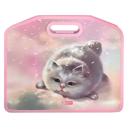 Папка для тетрадей А4 "КОТ" полипропилен, 37*30*11см, молния, вырубн.ручка в пласт.окантовке, дно с расширением - фото 5