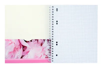 Тетрадь 100л кл. "Нежные пионы" спираль, обложка с карманом, УФ-лак - фото 2