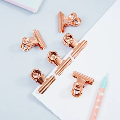 Зажимы для бумаг 25 мм 6 штук "Rose Gold" розовое золото, Meshu - фото 7