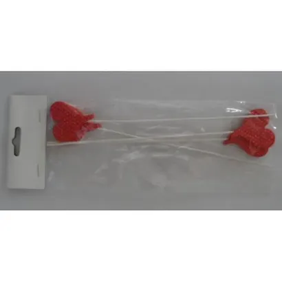 Сувенир Феникс Декоративное украшение "Красные сердечки" деревян. (27.6*9.5*0.6см, 4 шт) 36938 - фото 1