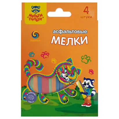 Мелки цветные 04цв асфальтные "Радужные", к/к, подвес, Мульти-Пульти - фото 1