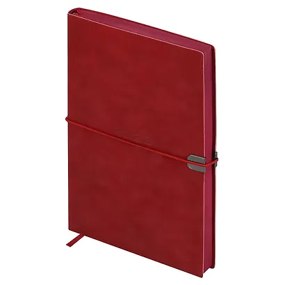 Ежедневник дат. 2026г. А5 176л "Тиволи глосс" красный, кожзам, мягк. переплет, застёжка-резинка, блинт.тиснение, офсет, справ.мат-лы, ляссе, инд.уп - фото 3