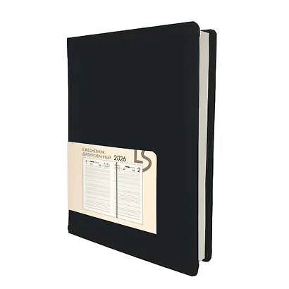 Ежедневник дат. 2026г. А5 176л "MAPLE" черный, 7Б, иск.кожа, обл.поролон, тв.переплет, тонир.блок, скругл.углы, ляссе, инд.уп - фото 3