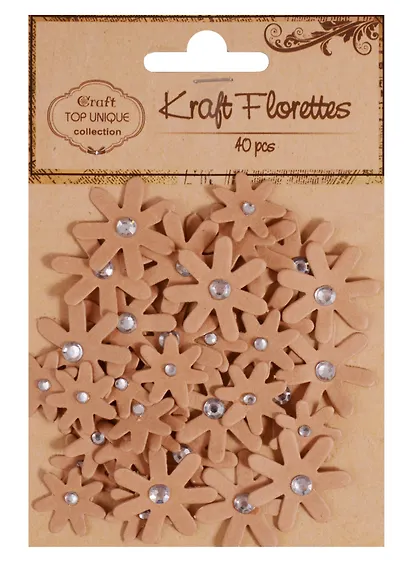 Цветочки крафт со стразом, 40шт*2см (D26000878) - фото 4