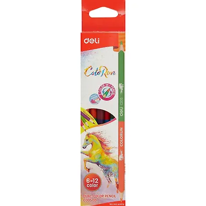 Карандаши цветные Deli, двухсторонние 12 цветов 6 штук - фото 1